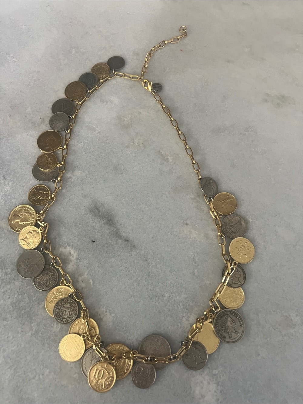 Tory Burch Two-Tone Coin Charm Necklace - Gold & Silver Accents